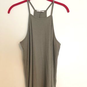 Green halter high neck boutique ribbed tank